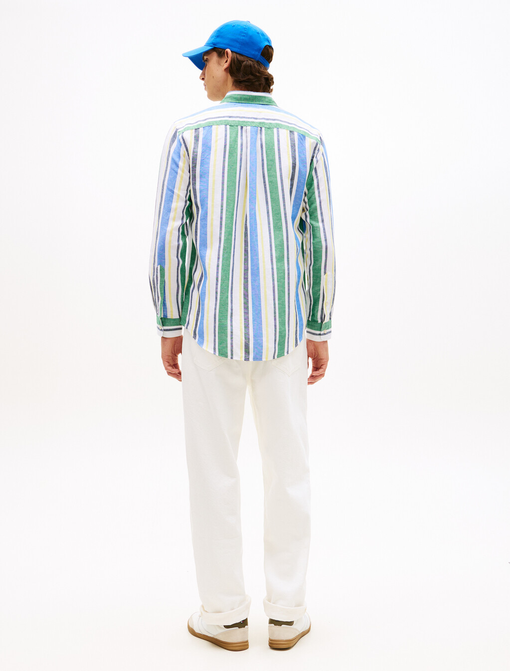 Regular Fit Stripe Linen Blend Shirt, Nouveau Green / Stripe, hi-res