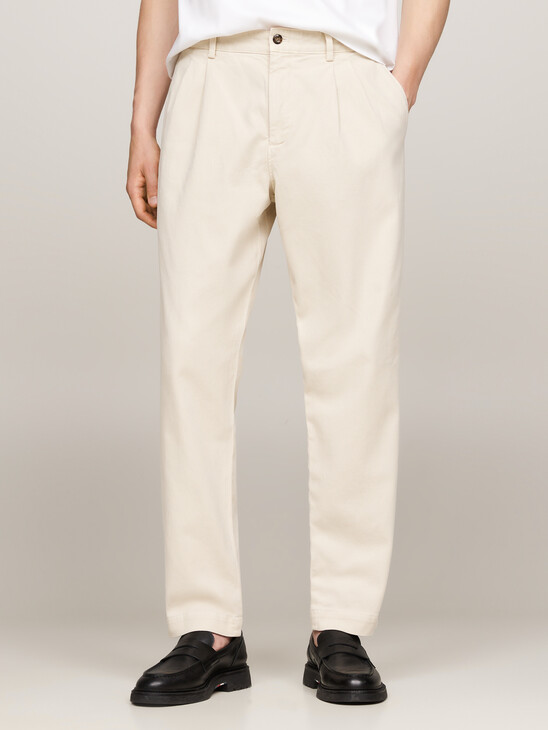 Garment Dyed Twill Pleated Tapered Chinos