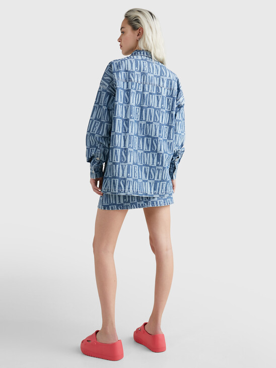 SPELL-OUT LOGO OVERSIZED DENIM SHIRT