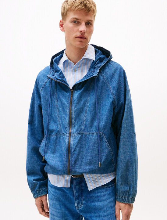 Zip Thru Ripstop Denim Jacket