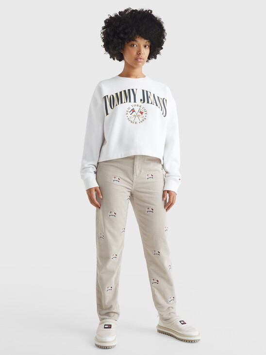CROPPED RELAXED FIT LOGO SWEATSHIRT