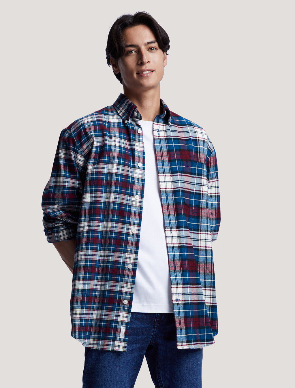 Tommy Tartan Blocked Archive Fit Shirt, Deep Indigo / Multi, hi-res