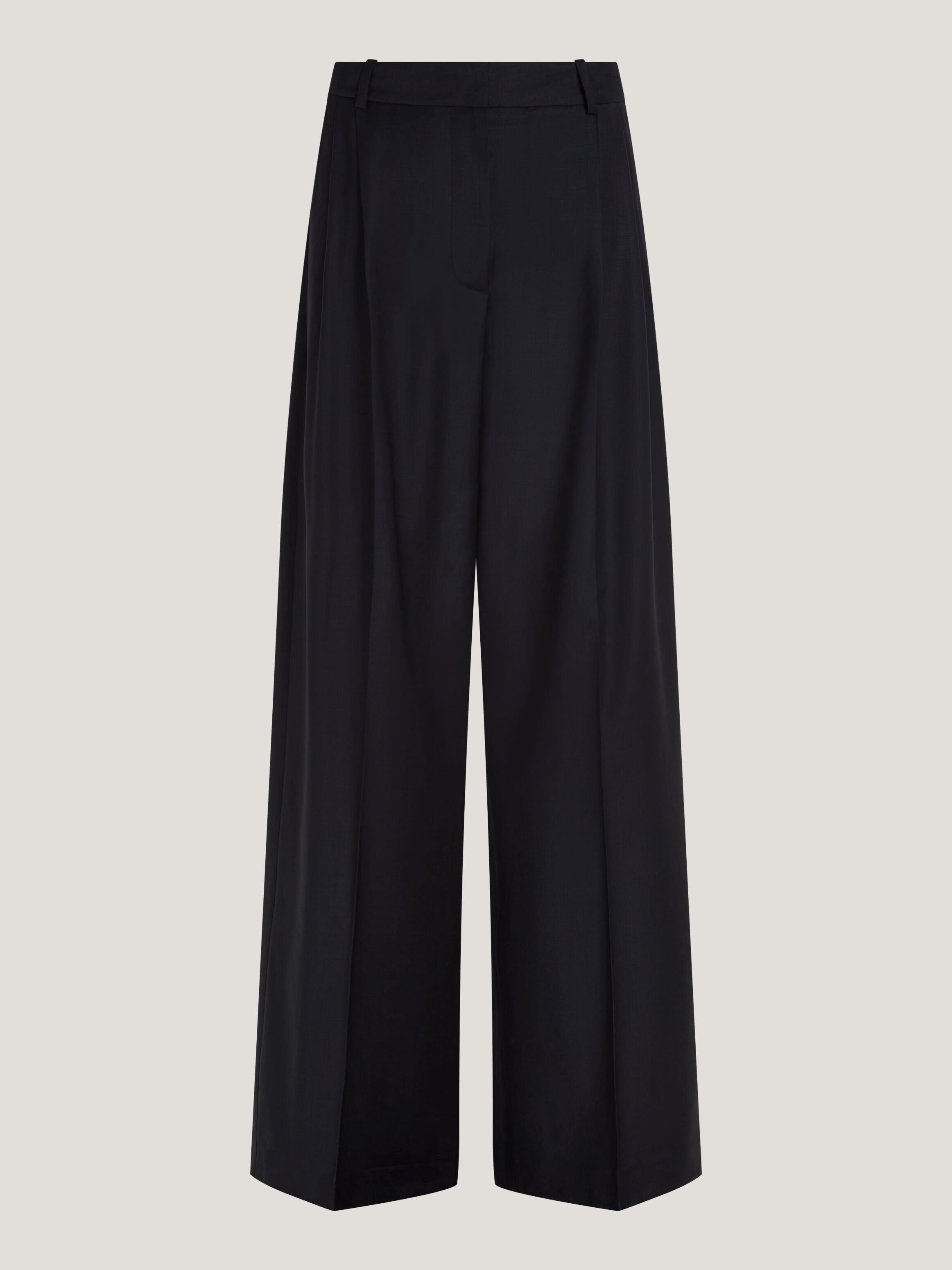 Wide Leg Pleated Wool Pants
