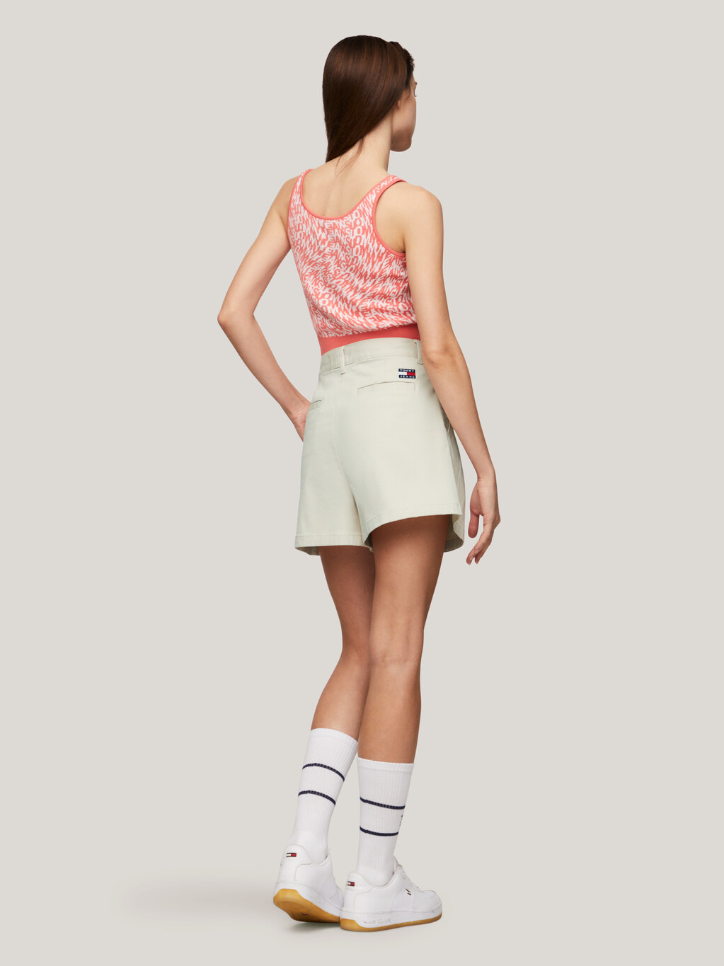 Claire Essential High Rise Pleated Chino Shorts, Newsprint, hi-res
