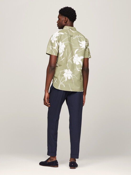 Tropical Print Short Sleeve Poplin Shirt