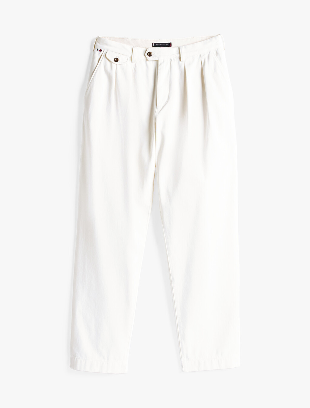 Twill Pleated Tapered Leg Chinos, Ivory Silk, hi-res