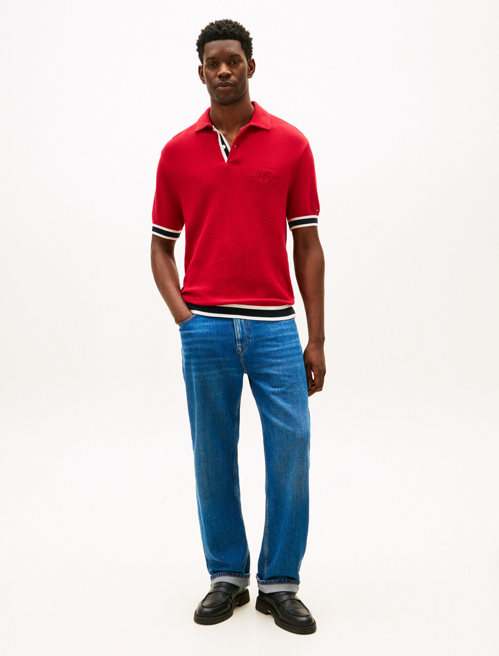 Flat Knit Classic Fit Polo, Medium Red, hi-res