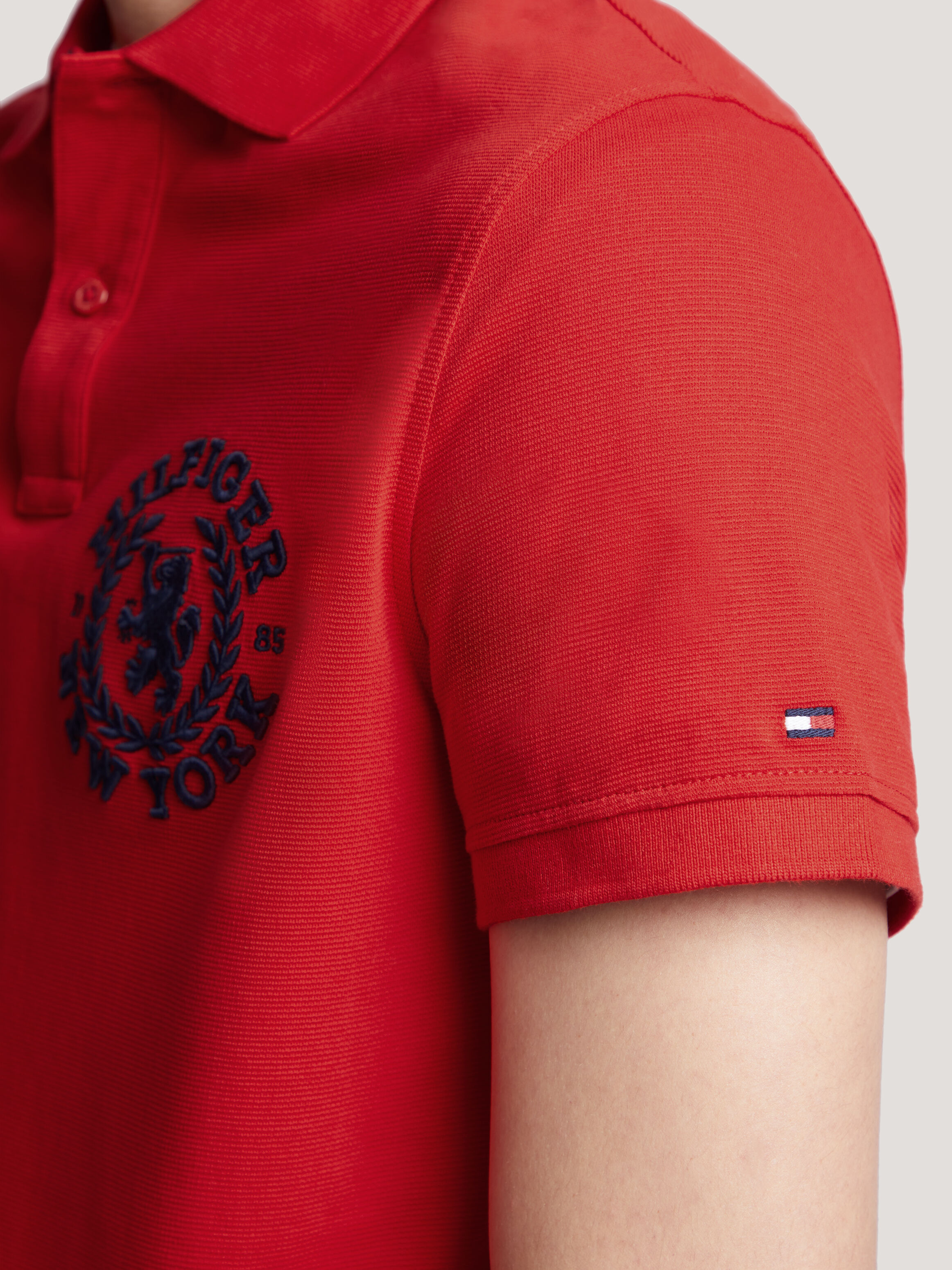 Red discount polo short