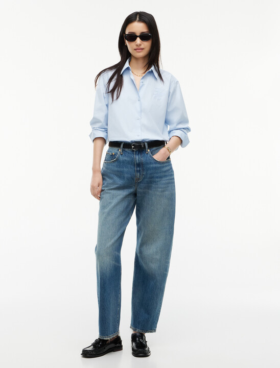 Quinn Mid Rise Barrel Faded Jeans