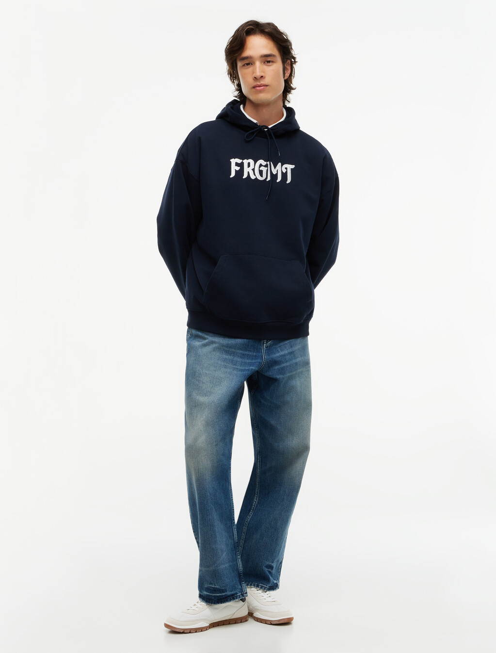 Relaxed Fleece Hoody, Navy Blue, hi-res