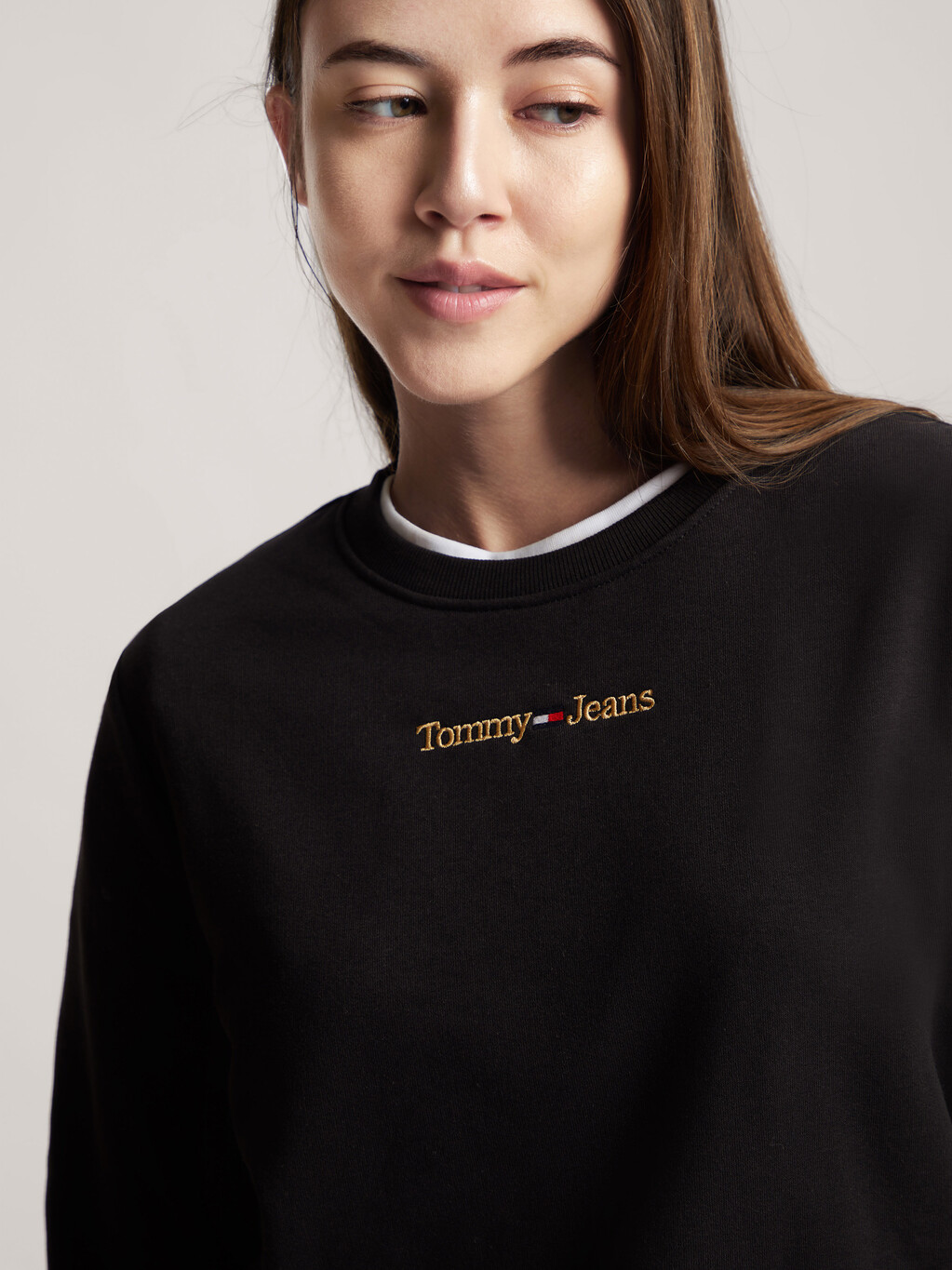 Golden Embroidery Linear Sweatshirt | black | Tommy Hilfiger Singapore