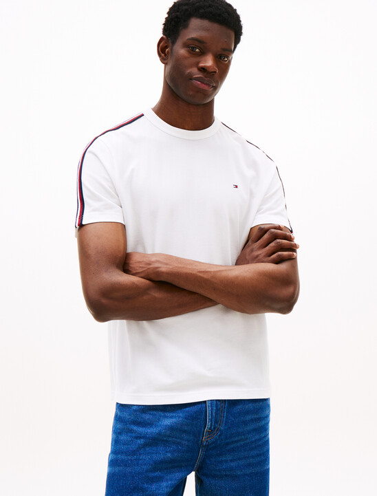 Global Stripe Sleeves T-Shirt, White Global Stripe Sleeves T-Shirt
