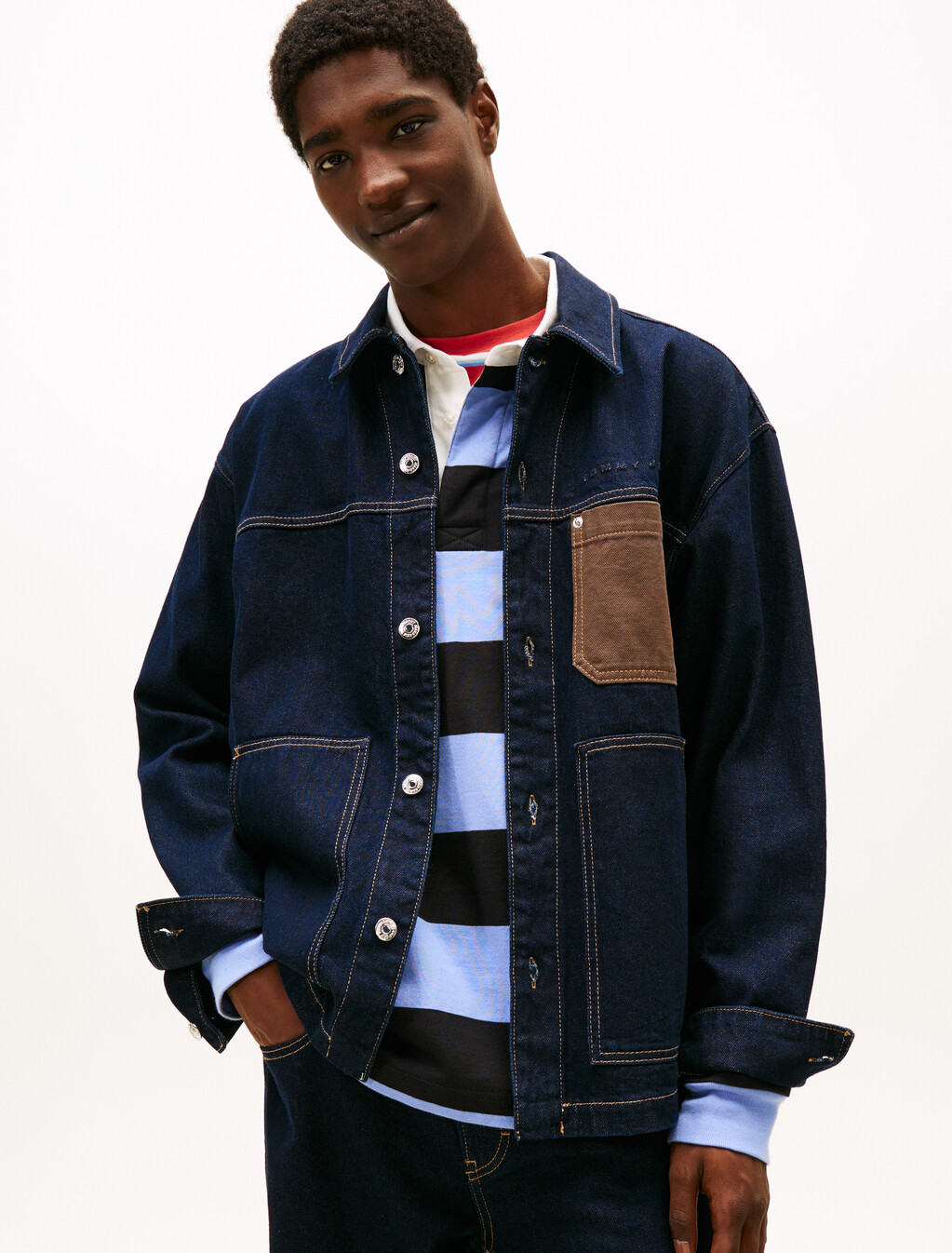 Relaxed Denim Chore Jacket, Denim Dark, hi-res