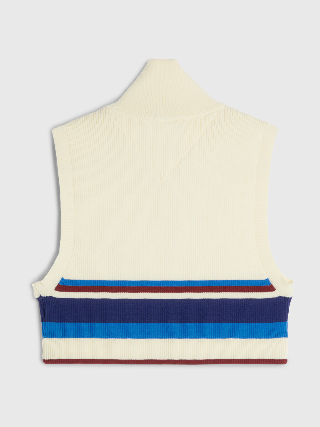 Stripe Half-Zip Knitted Racer Top, Lemon Ice, hi-res