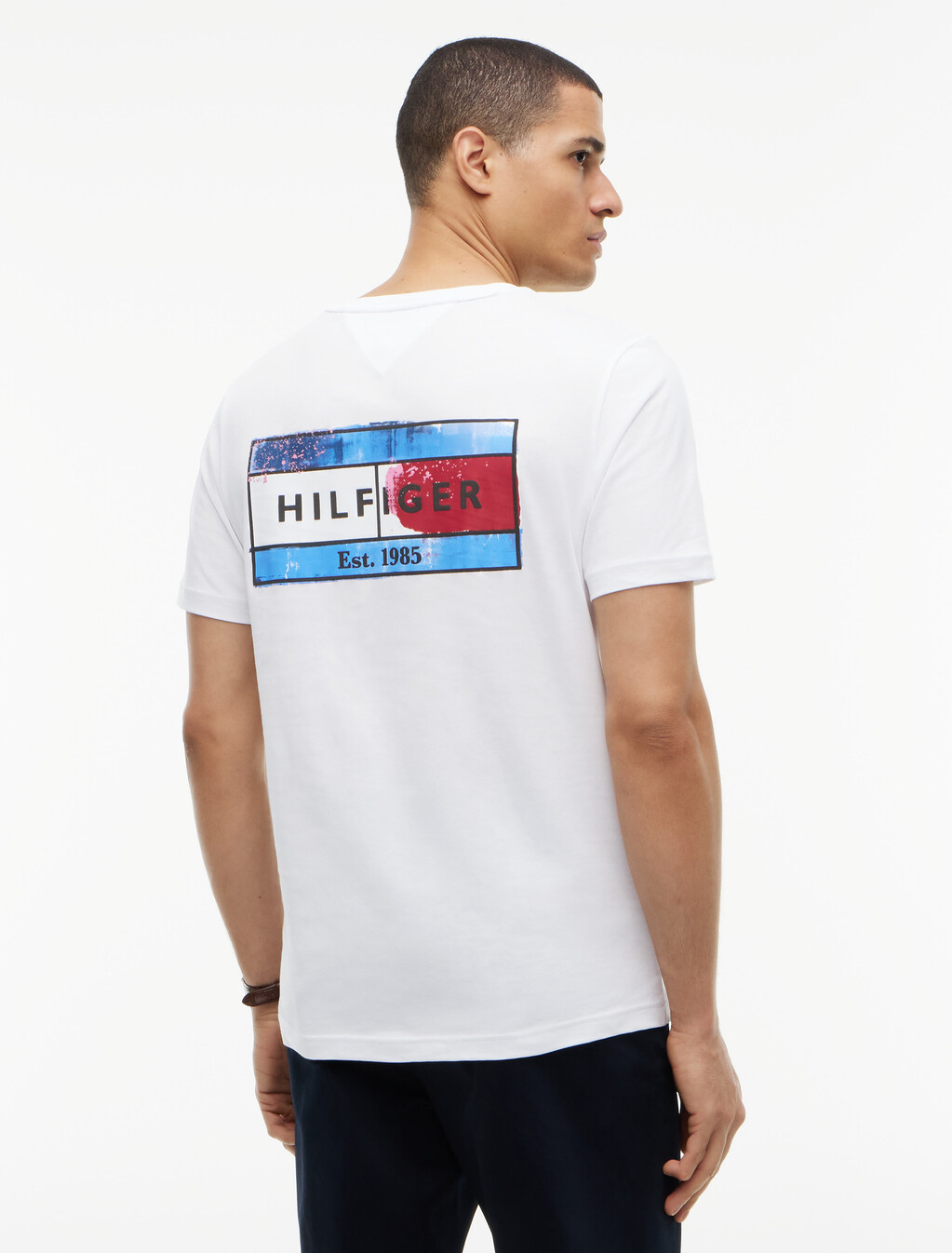 Back Flag Graphic Crew Neck T-Shirt, White, hi-res