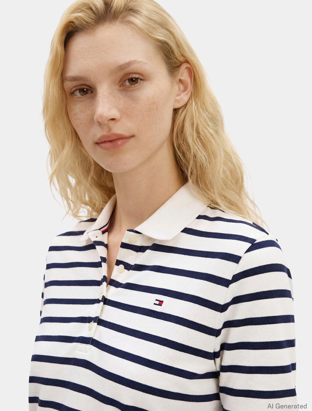 1985 Collection Flag Embroidery Regular Polo, Breton Ecru/Dark Night Navy Stp, hi-res