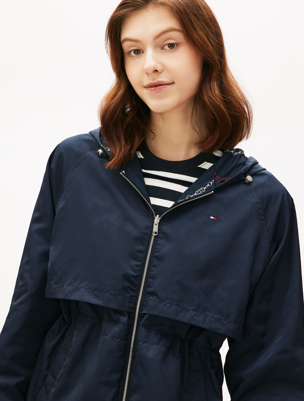 Chain Print Reversible Windbreaker, Flag Chain Wavy/ Navy, hi-res