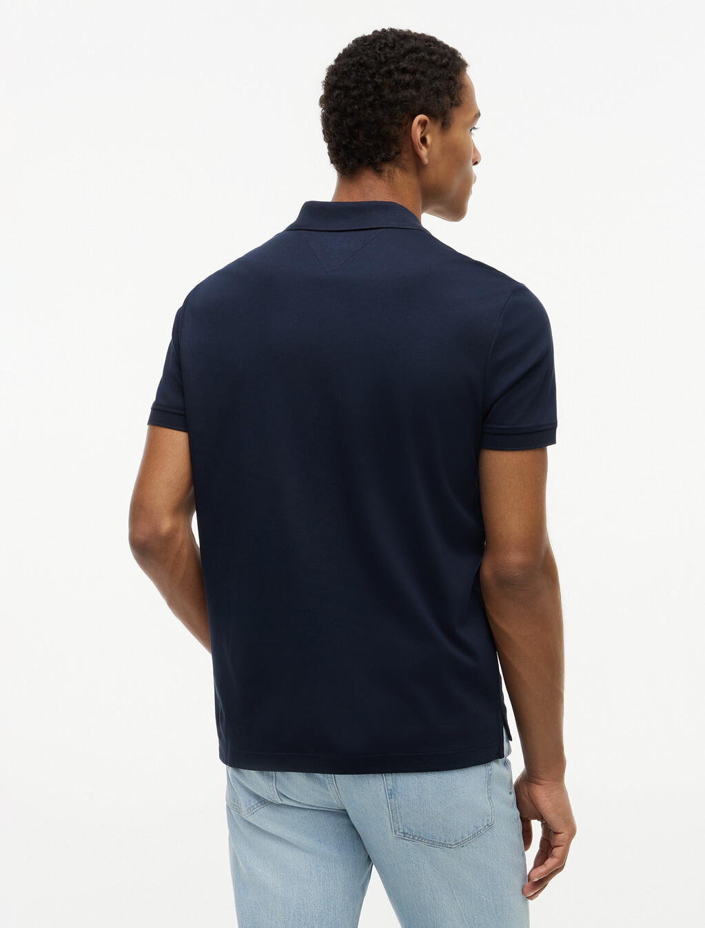 Regular Fit Fluid Cotton Polo Shirt, Navy Blue, hi-res