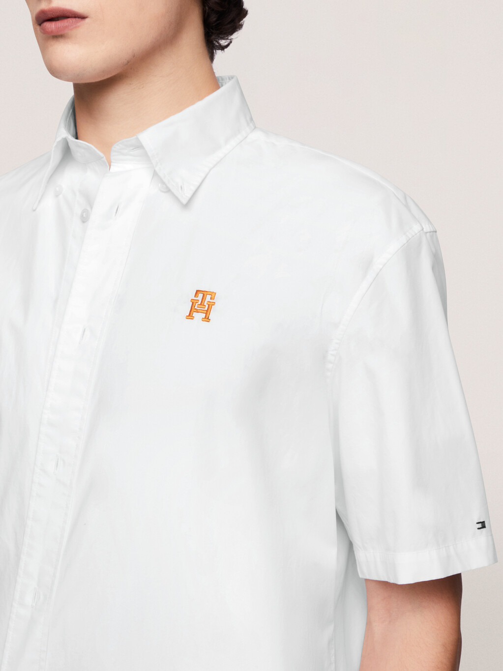 TH Monogram Regular Short Sleeve Shirt, Optic White, hi-res