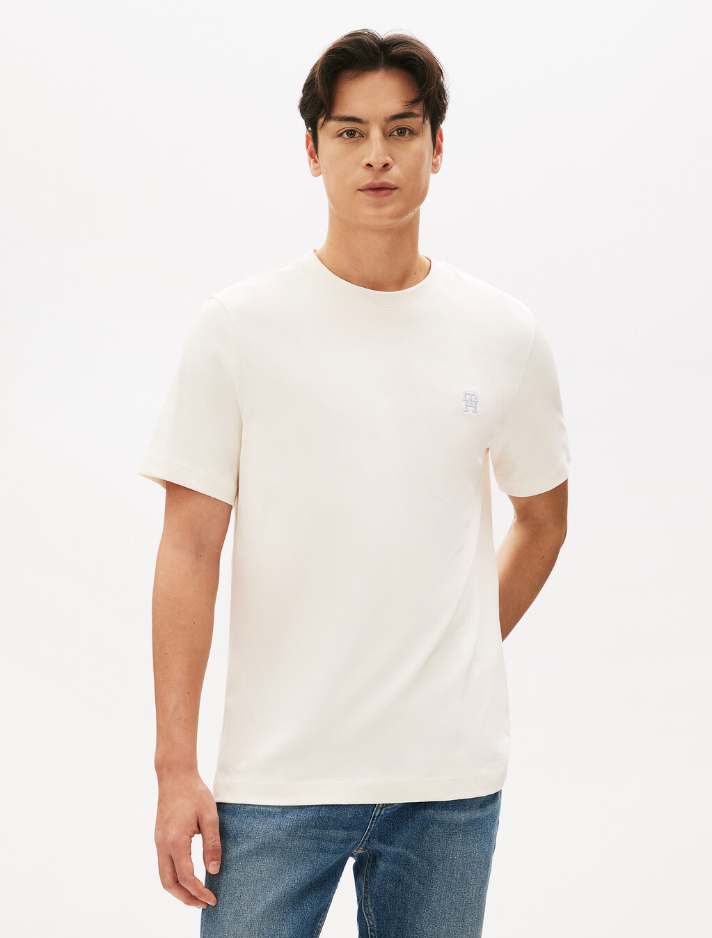 Contrast TH Monogram Embroidery T-Shirt, Ivory Petal, hi-res