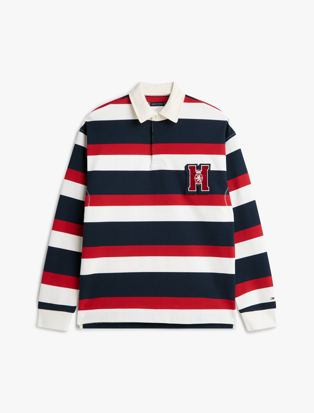 Logo Appliqu&eacute; Stripe Relaxed Rugby Shirt, Ecru / Multi, hi-res