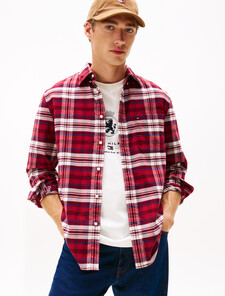 Regular Fit Tartan Check Flannel Shirt, Regatta Red / Check, hi-res