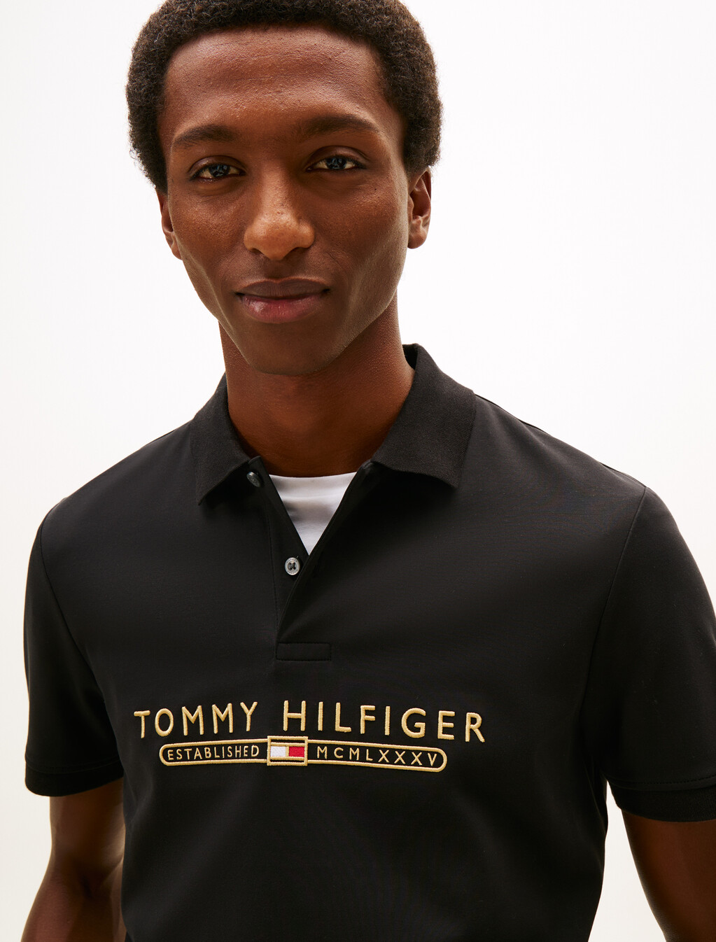 Icon Luxe Logo Embroidery Polo, Black, hi-res