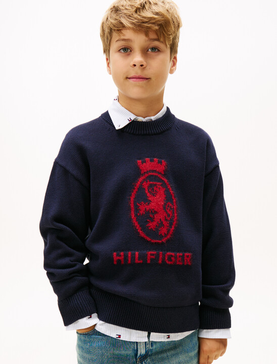 TH Crest Intarsia Crew Neck Jumper