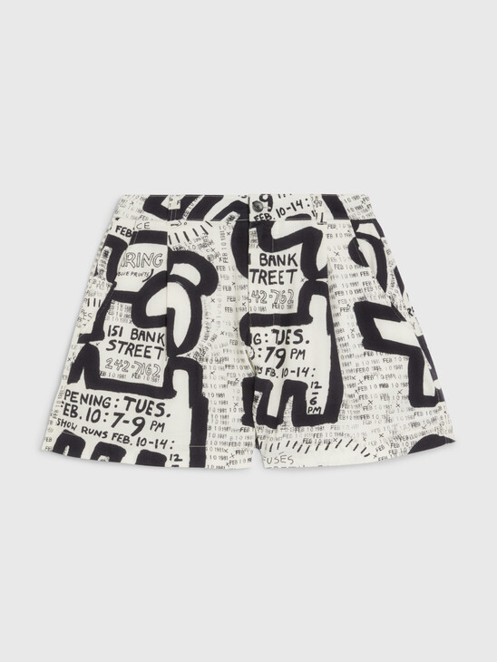 TOMMY X KEITH HARING EXHIBITION POSTER PRINT HIGH RISE SHORTS