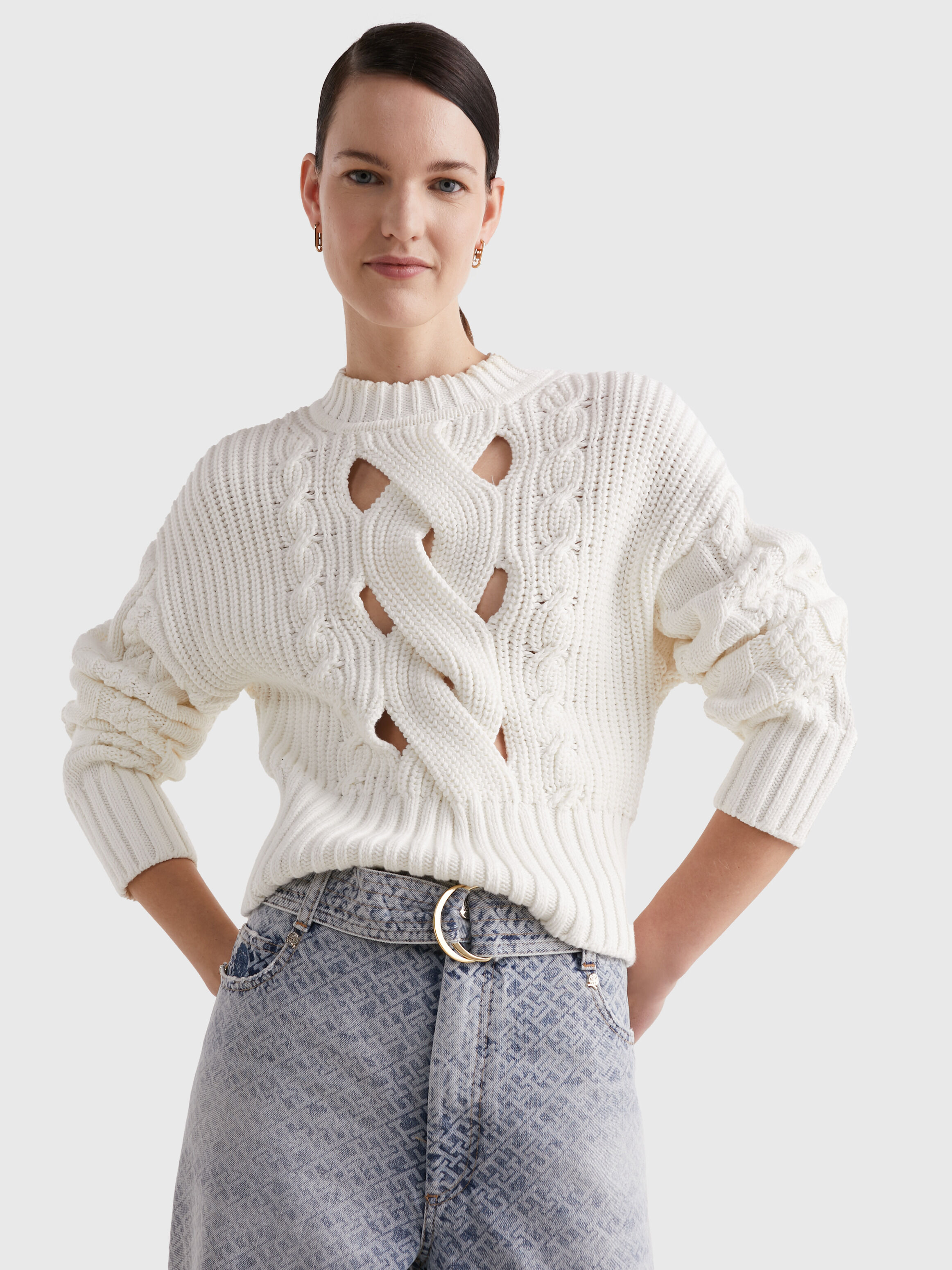White cable knit cheap jumper womens