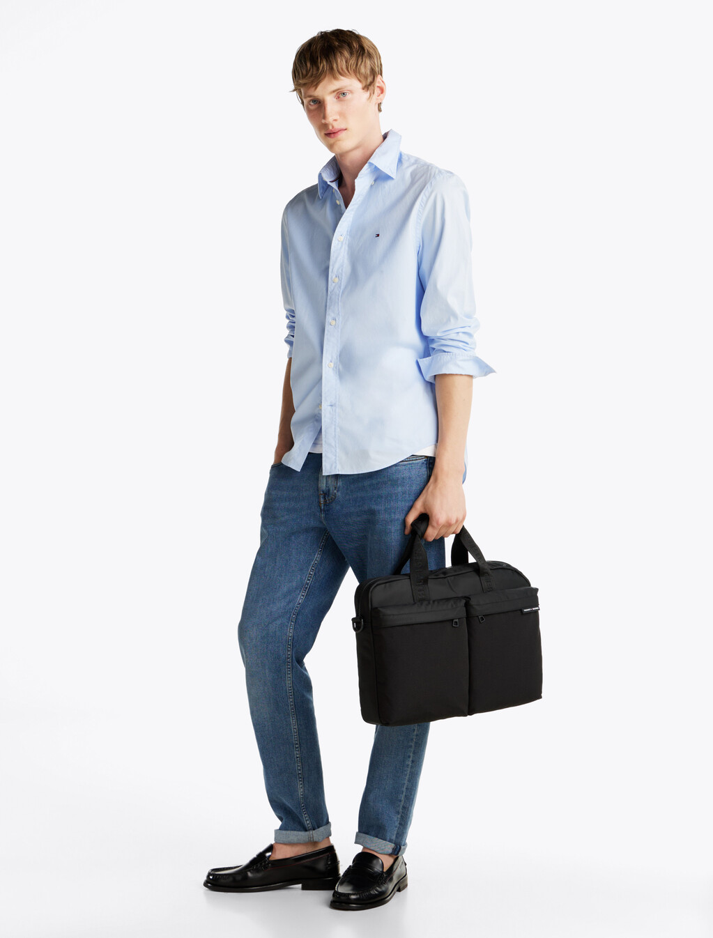 Rubberised Logo Laptop Bag, Black, hi-res