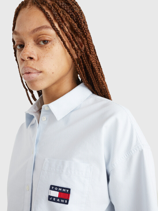 SUPER CROPPED STRIPE SHIRT