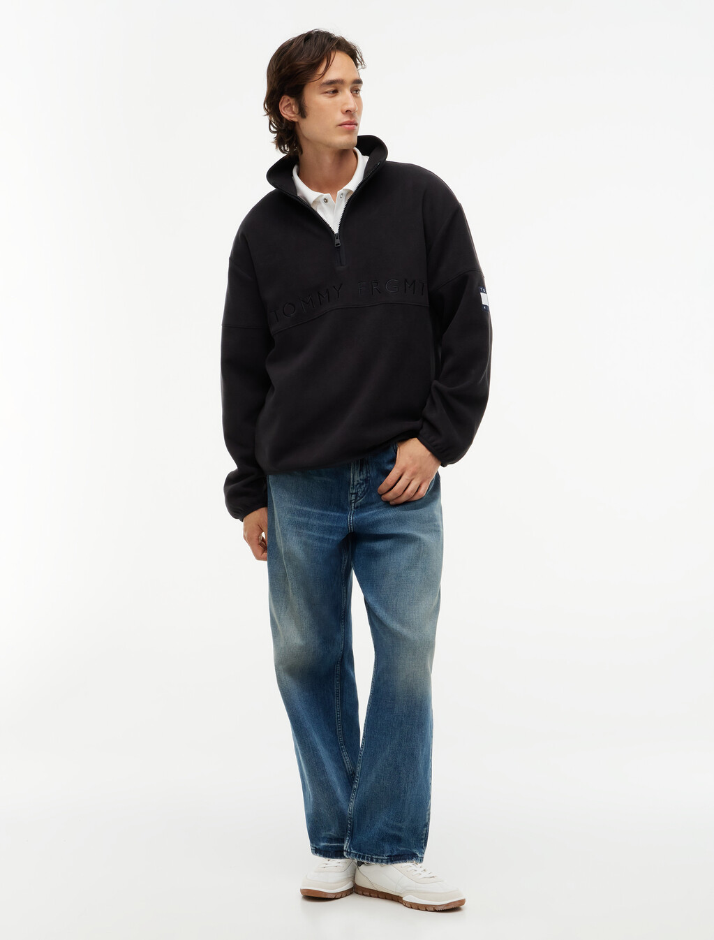 Polar Fleece Quarter-Zip Sweatshirt, Black, hi-res