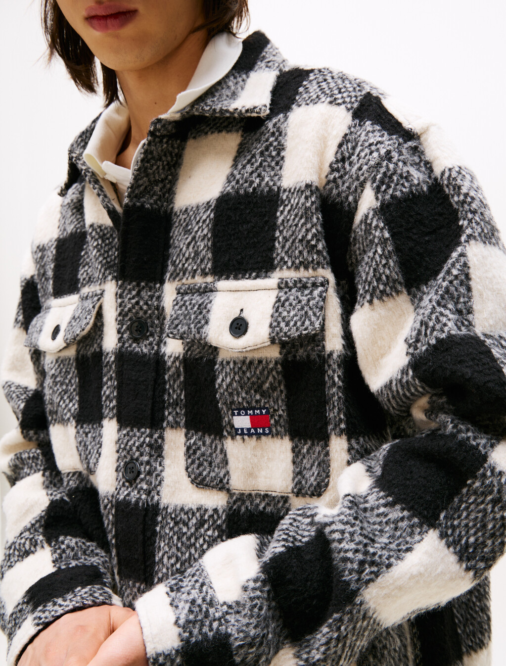 Flannel Check Oversized Fit Overshirt, Black / Buffalo Check, hi-res