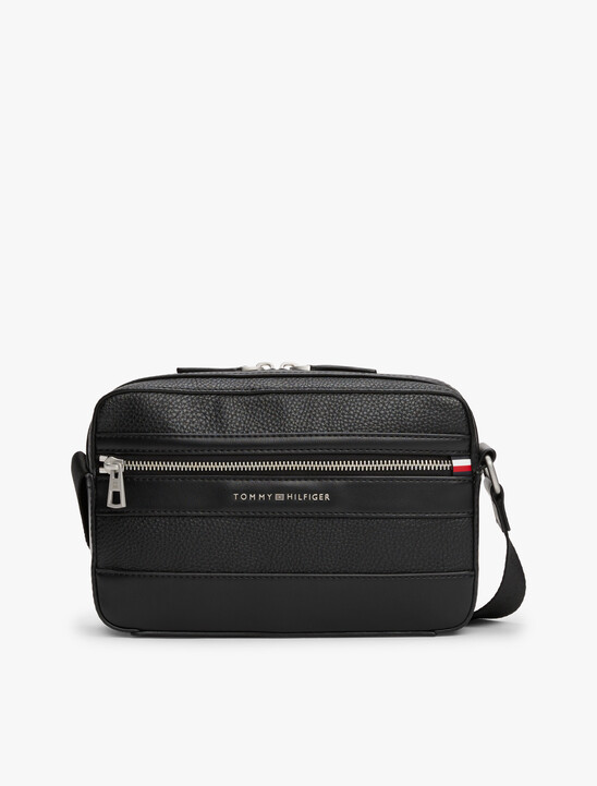 Pebble Grain Double Zip Messenger Bag