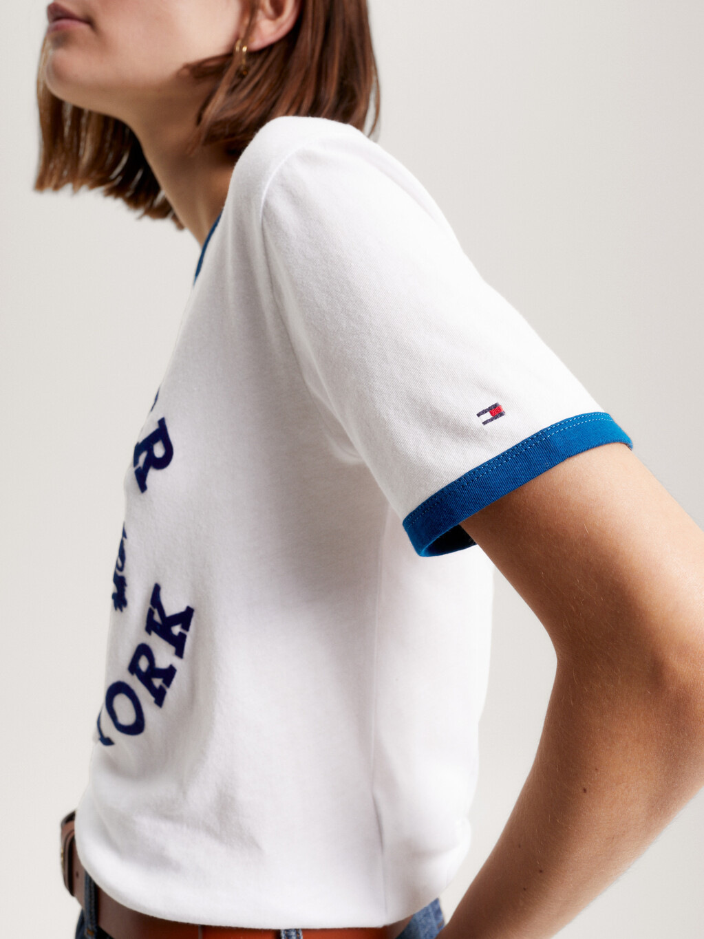 Varsity Flocked Logo T-Shirt, Th Optic White, hi-res