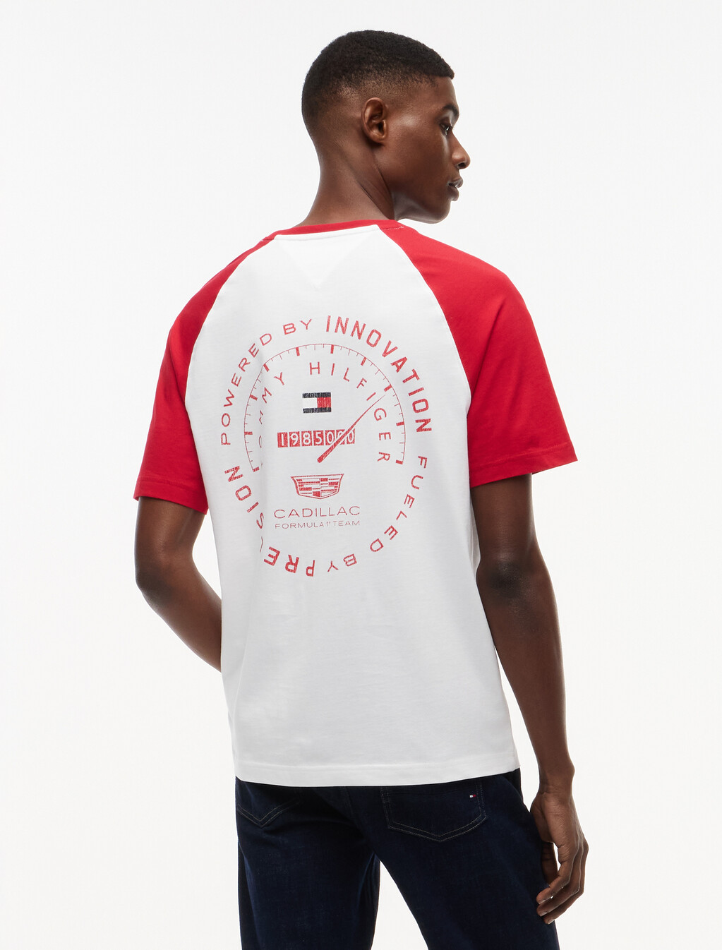 TH x Cadillac Formula 1&reg; Team Back Graphic Raglan T-Shirt, White / Red, hi-res