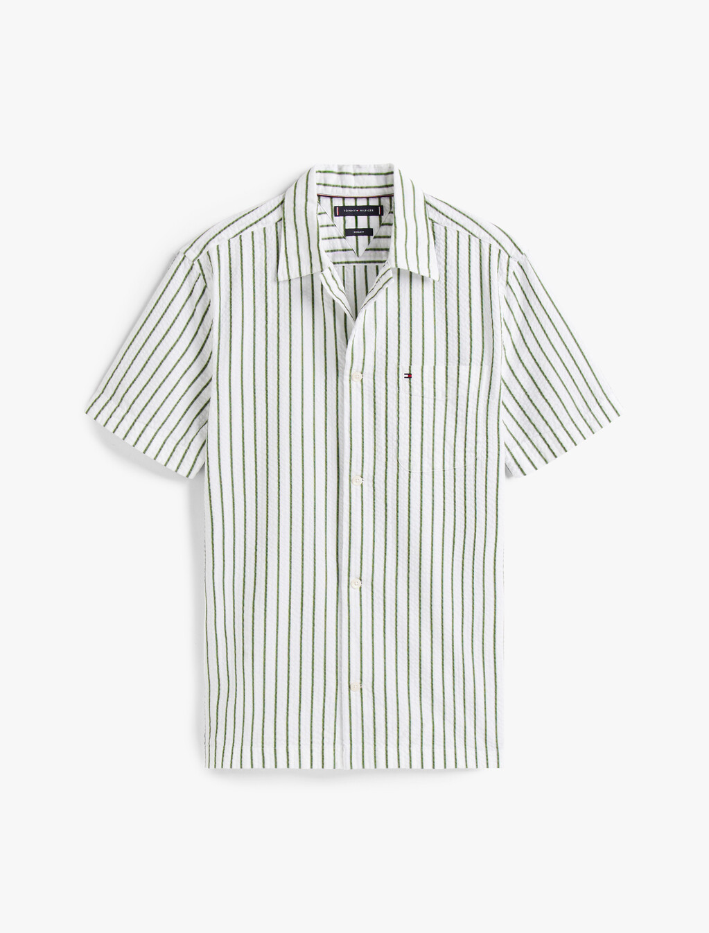 Seersucker Stripe Shirt, Gator Green / Stripe, hi-res