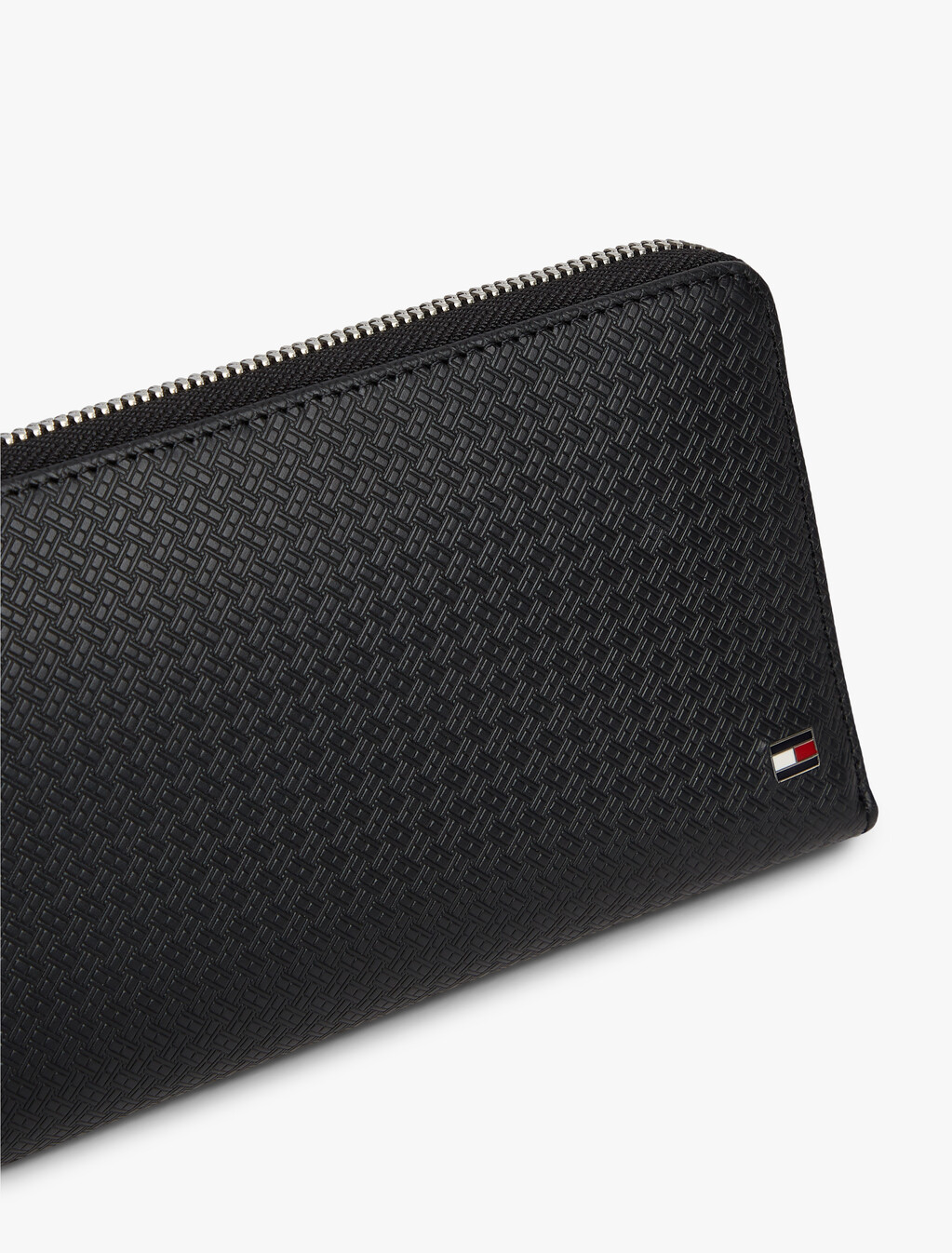 Embossed Zip Around Wallet, Black, hi-res