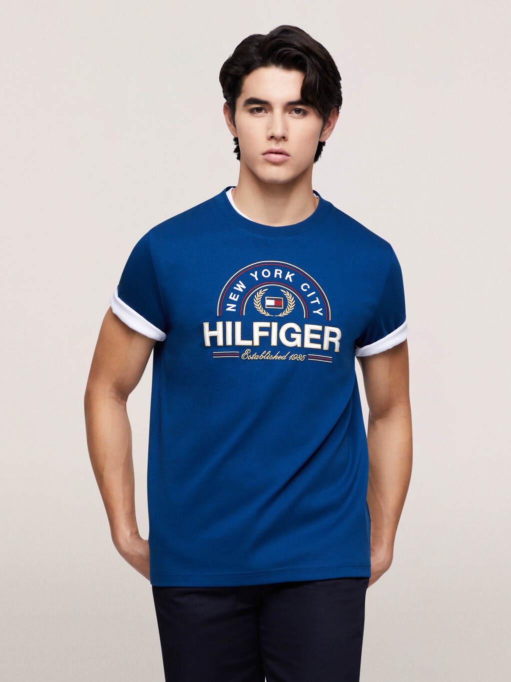 Hilfiger 印花圖案 T 恤, Anchor Blue, hi-res