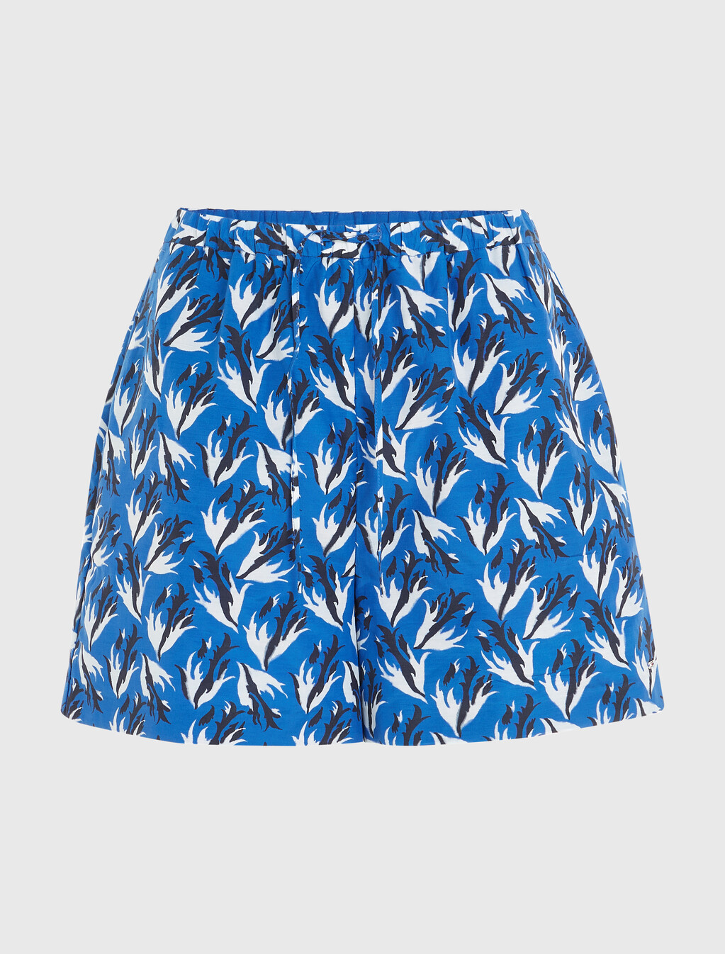 All Over Print Cotton Viscose Shors, Watercolor Floral Ultra Blue, hi-res