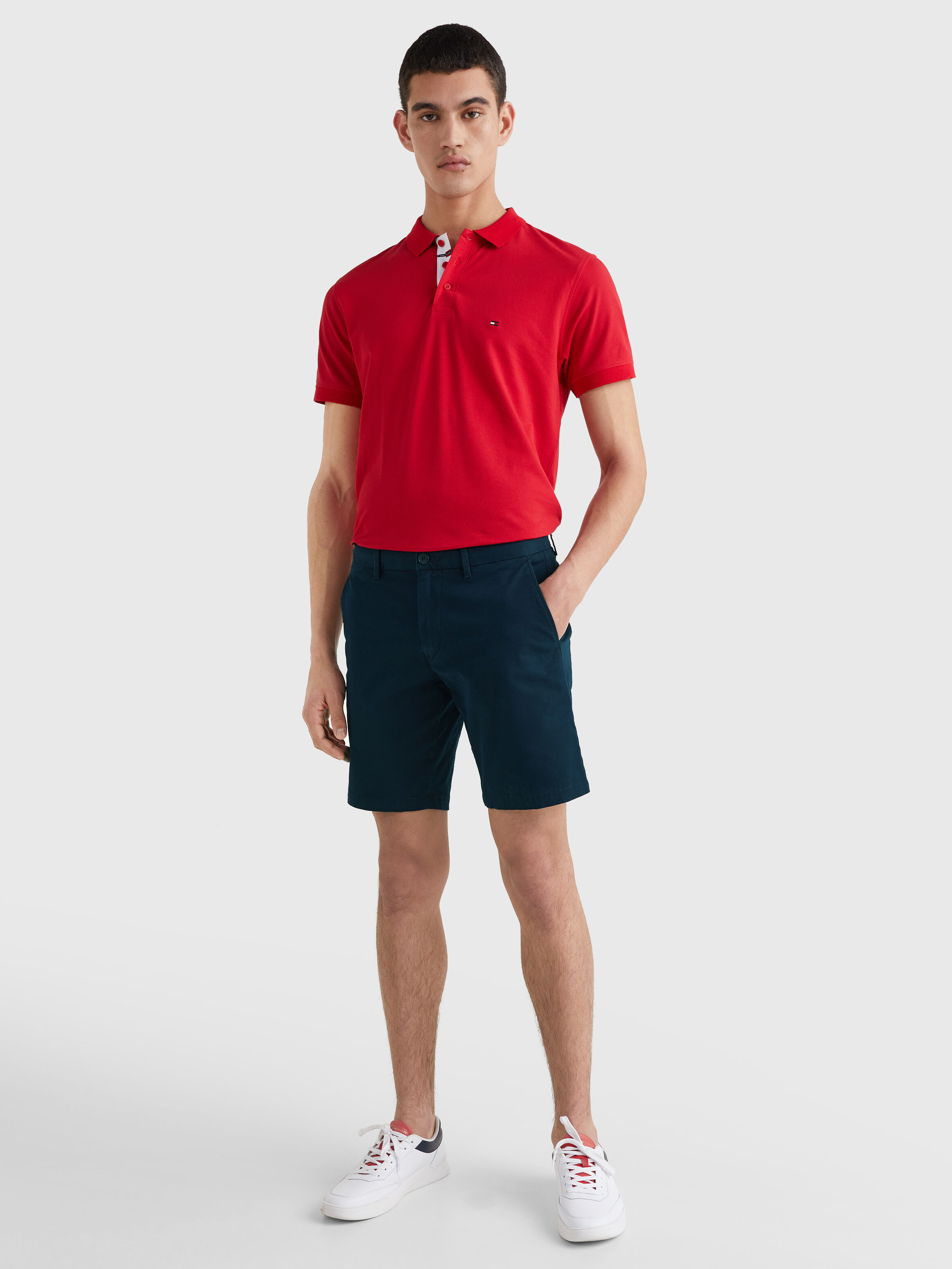 Red shorts blue shirt sales