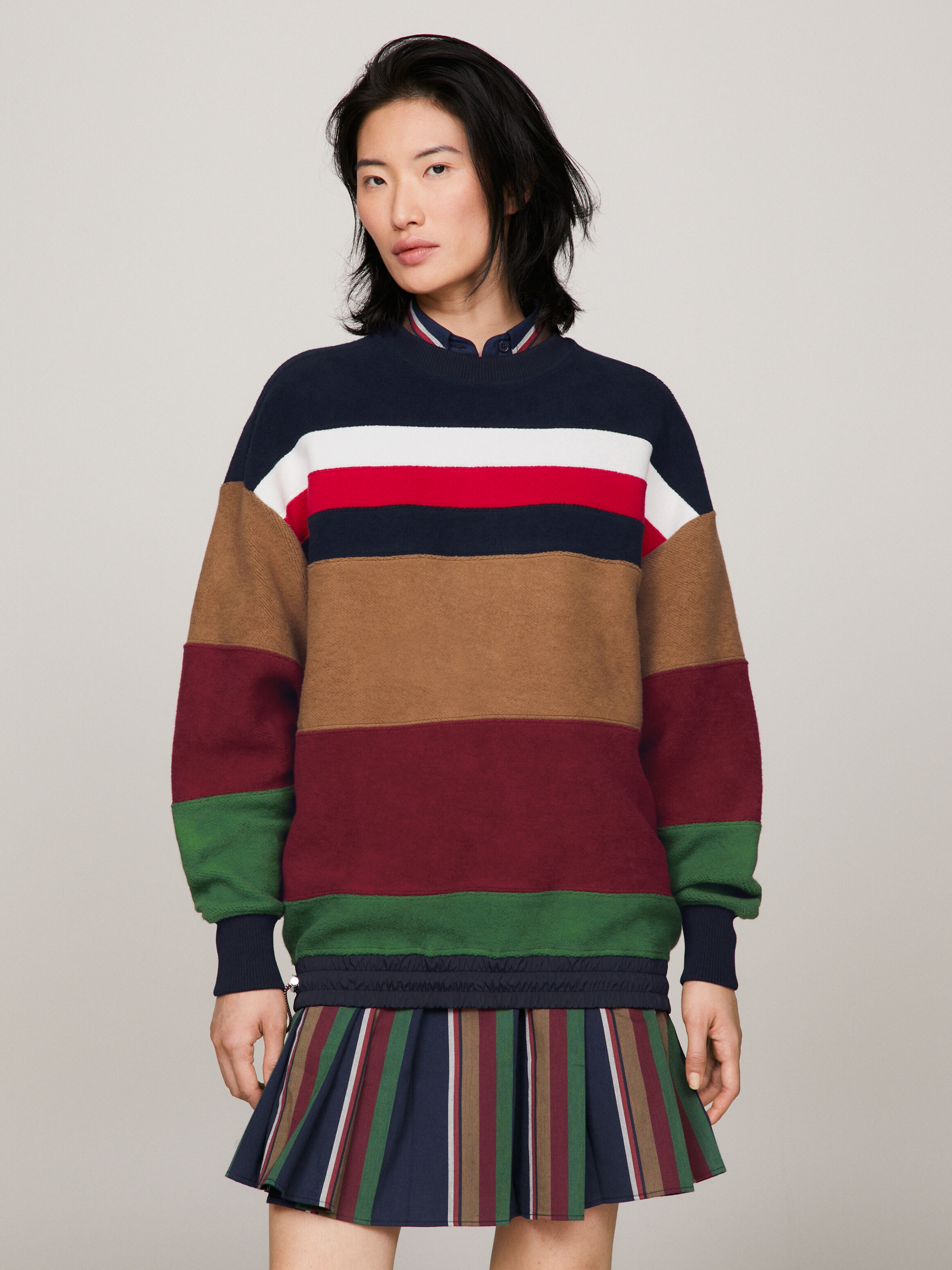 Tommy x Pendleton New York Stripe Oversized Sweatshirt blue Tommy Hilfiger Singapore
