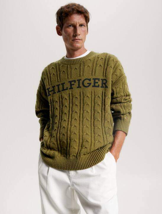 Hilfiger Monotype Cable Knit Oversized Jumper