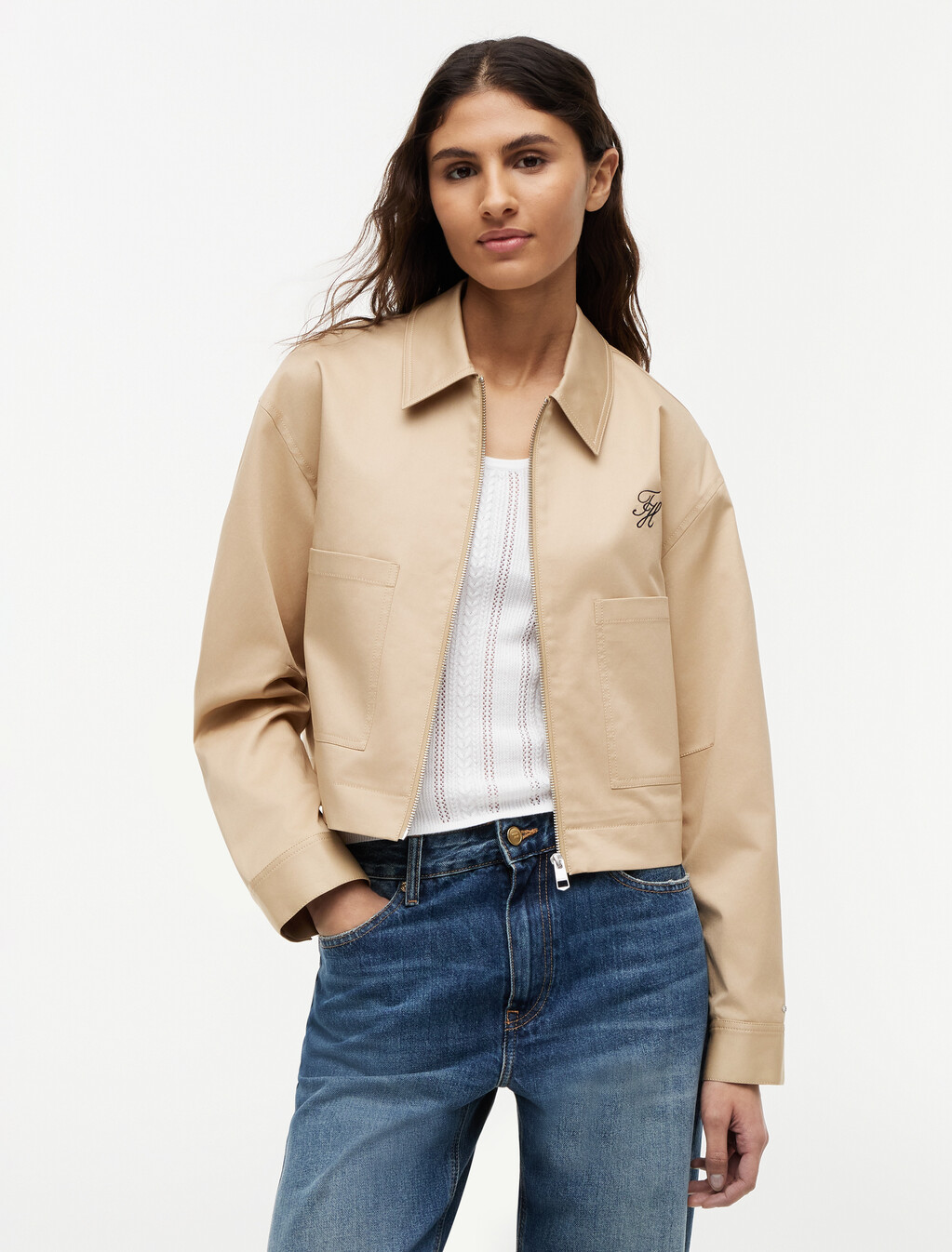 Logo Patch Pocket Twill Short Jacket, Gentle Gold, hi-res