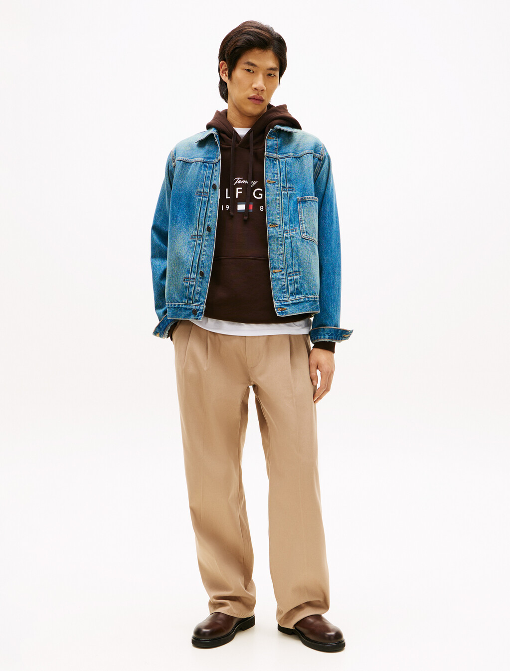 Cinch Back Denim Trucker Jacket, Mario Blue, hi-res