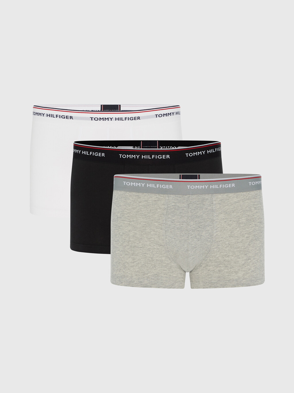 3-Pack Low Rise Trunks, Black/Grey Heather/White, hi-res