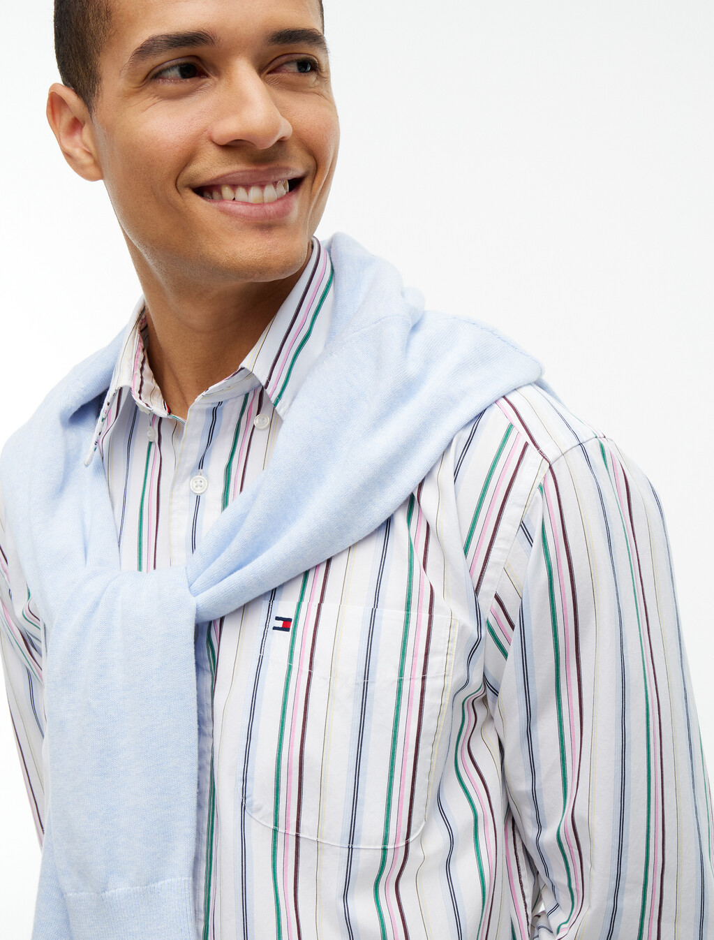 Relaxed Fit Mixed Stripe Poplin Shirt, White / Multistripe, hi-res