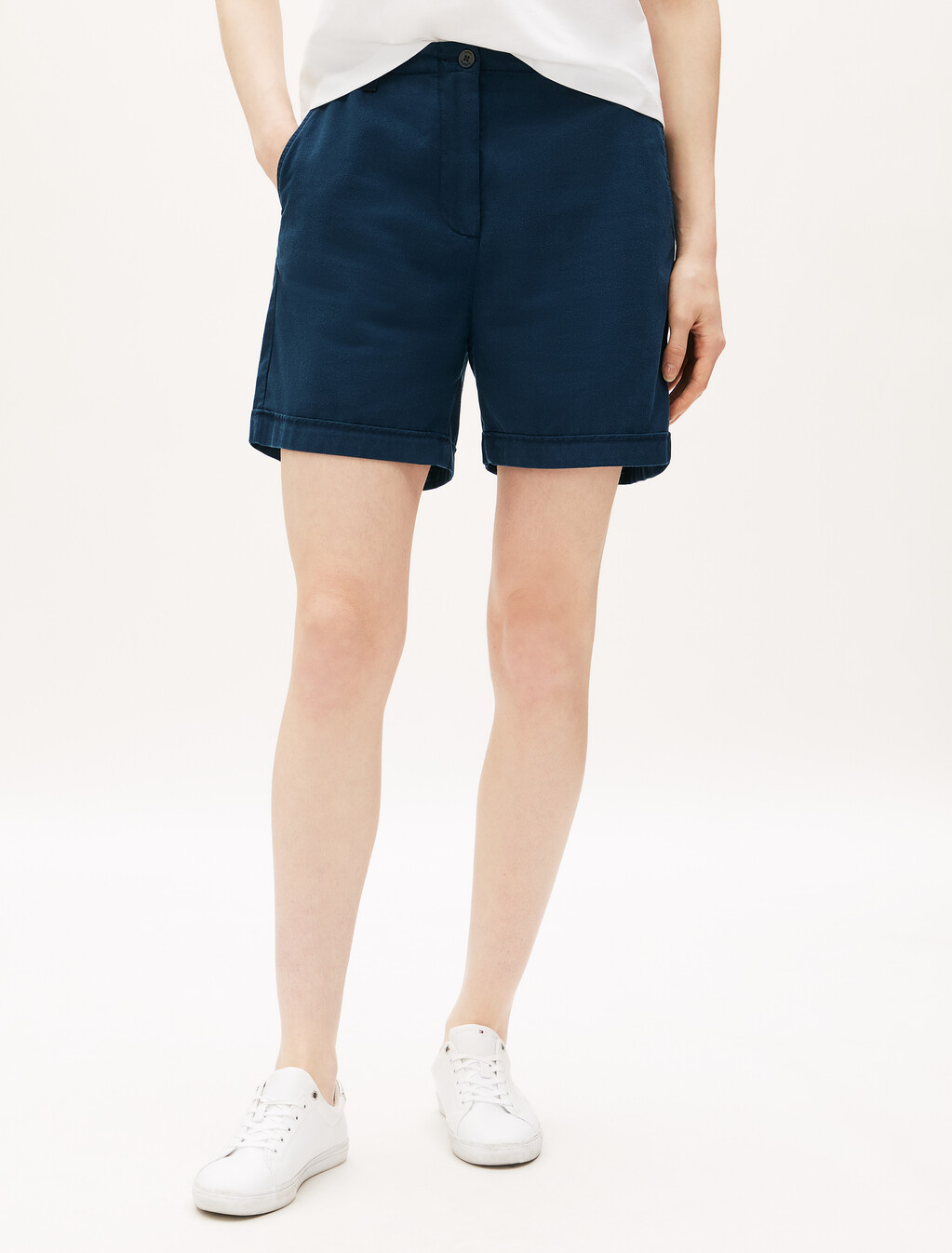 Cotton Blend Chino Shorts, Dark Night Navy, hi-res
