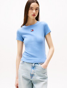 Slim Badge Ribbed T-Shirt, Colorado Blue, hi-res